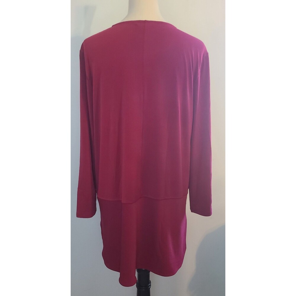 Lauren Ralph Lauren Womens XL Red 3/4 Sleeve Tunic Blouse Soft Minimalist Party - Picture 2 of 13